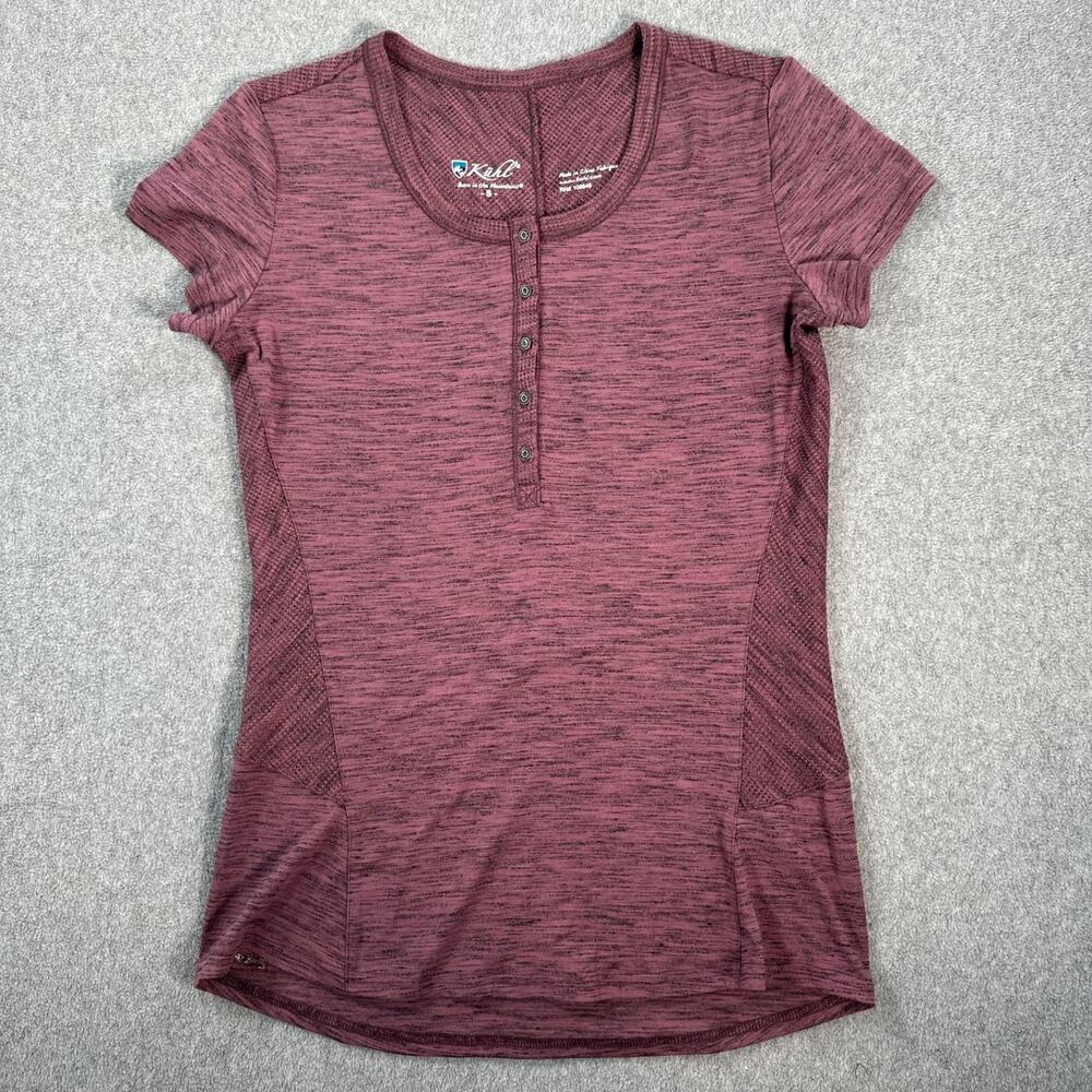 KUHL Svenna Short Sleeve Henley Knit Top Women's Small Short Sleeve Purple 1820